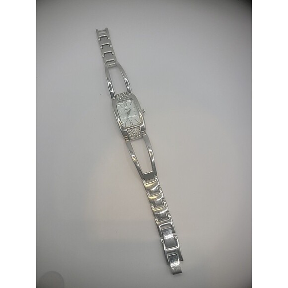 Vintage Watch-it Wristwatch Silver Tone Crystals Metal Band Bracelet Jewelry - Picture 1 of 15